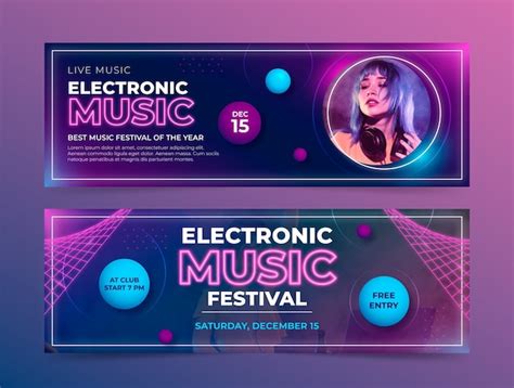 Free Vector | Electronic music event horizontal banner template