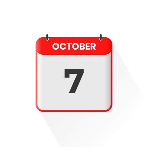 7th October calendar icon. October 7 calendar Date Month icon vector ...