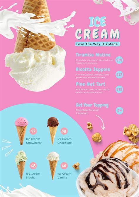 Ice Cream Menu Design