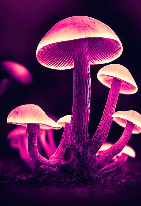 Glowing Mushrooms Mixed Media by Baambara Art - Fine Art America