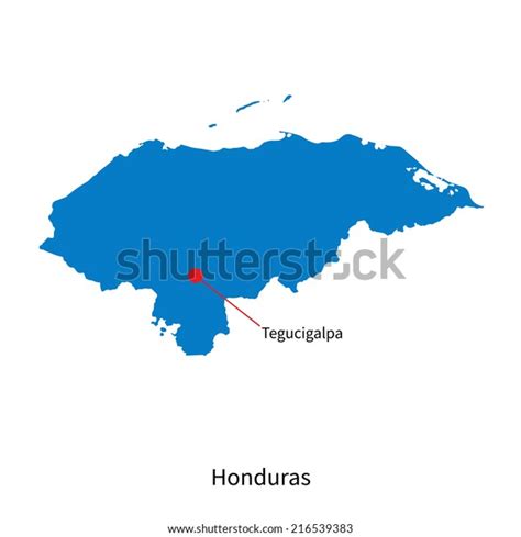 Detailed Map Honduras Capital City Tegucigalpa Stock Illustration ...