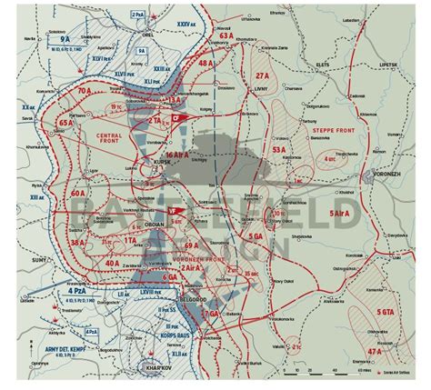 Map of the Kursk battlefields, 1943 | Wwii maps, Map, Kursk