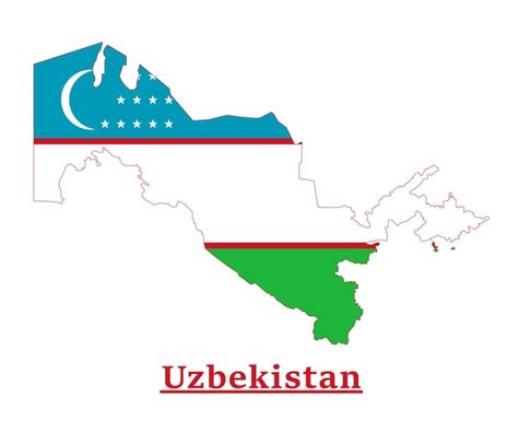 Diseño del mapa de la bandera nacional de uzbekistán, ilustración de la ...