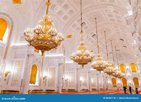 The Interior View of the Georgievsky Hall in the Grand Kremlin Palace ...