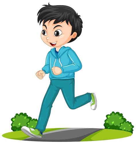 Free Vector | Boy doing running exercise cartoon character isolated