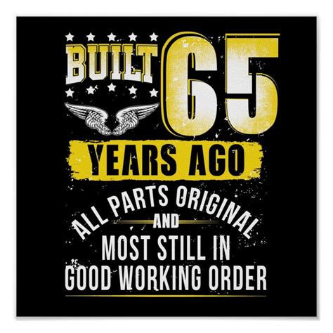 Funny 65th Birthday B-Day Gift Saying Age 65 Year Poster | Zazzle ...