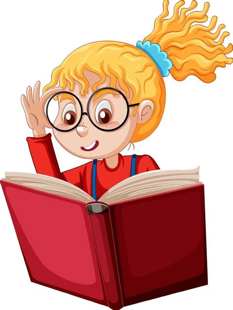 Cartoon student girl reading a book 10958934 Vector Art at Vecteezy