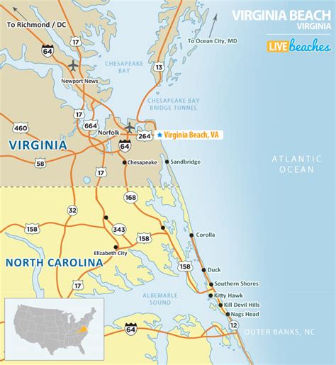 Map of Virginia Beach, Virginia - Live Beaches