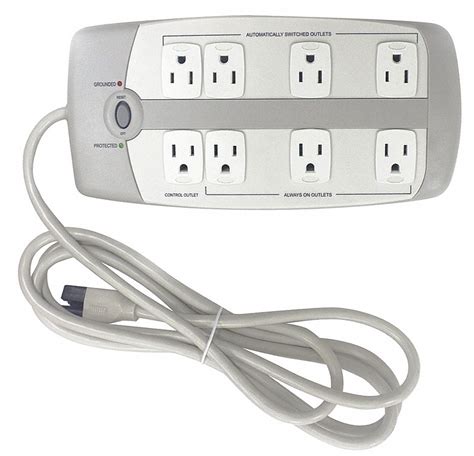 POWER FIRST Surge Protector Outlet Strip, 8 Total Number of Outlets ...