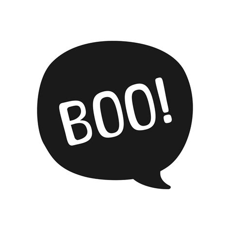 Boo text in speech bubble. Silhouette design doodle for print. Vector ...