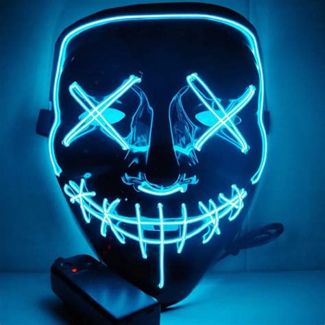 Festival Party Funny Mask Halloween LED Mask Glowing Scary Club Terror ...