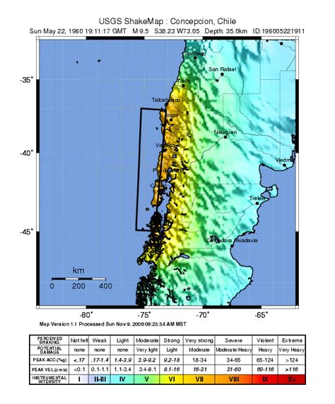 Location of Earthquake - 1960 Chile Earthquake