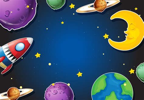 Background design with rocket and planets 419882 Vector Art at Vecteezy