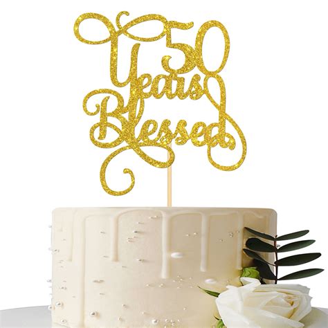 Buy Gold Glitter 50 Years Blessed Cake Topper - for 50th Wedding ...