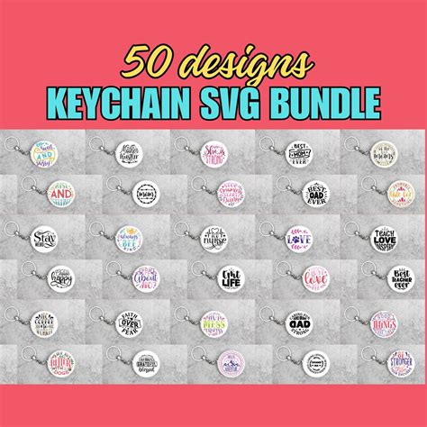 Keychain Sayings Svg Bundle, Round Keychain Svg, Designs for Keychains ...