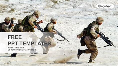 Squad of soldiers in the desert PowerPoint Templates