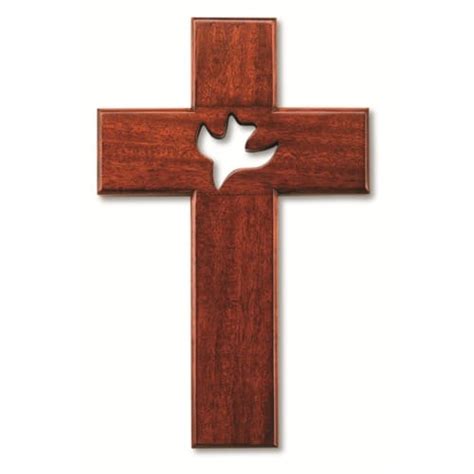 Mahogany Wood Dove Confirmation Cross | The Catholic Company