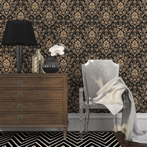 Dark Vintage Wallpaper Gothic Damask Removable Wall Mural | Etsy