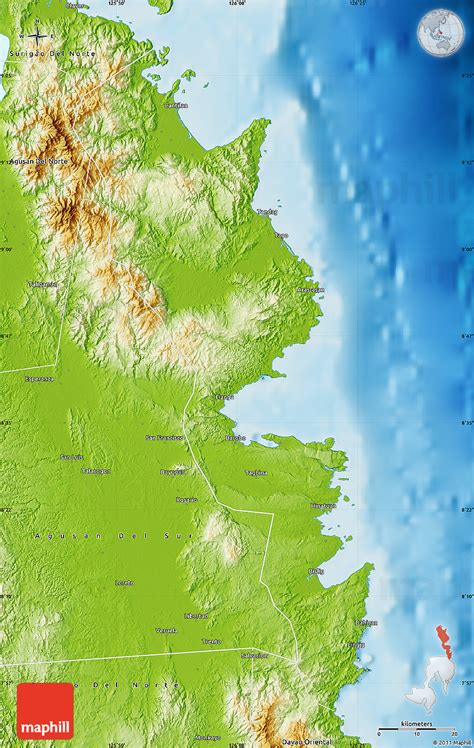 Physical Map of Surigao Del Sur