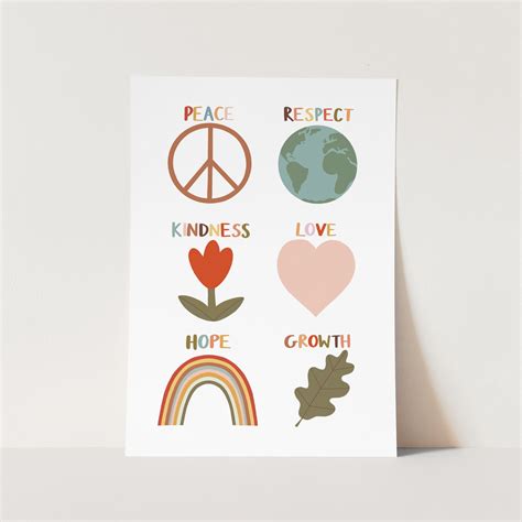 Positive Symbols Print Peace Respect Kindness Love Hope | Etsy