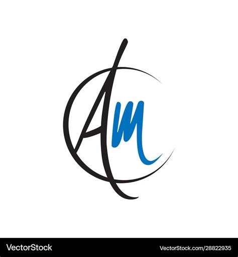 Curvy initial a m letter am logo design graphic Vector Image