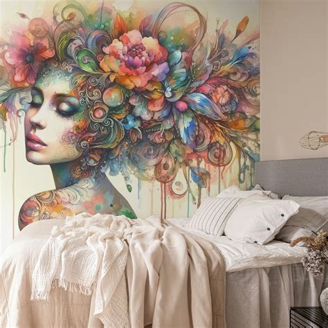 Watercolor Floral Woman #4 - Happywall