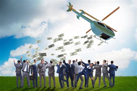 Businessman in Helicopter Money Concept Stock Photo - Image of finance ...