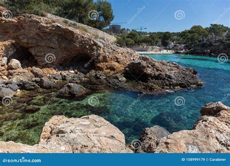 View of the Bay LA CALITA, PORTALS NOUS with Beach, Mallorca Stock ...