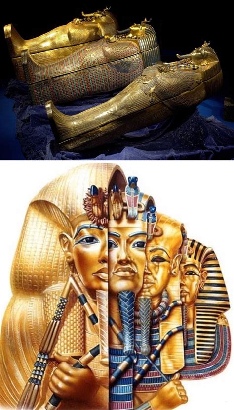 The mummy of king Tutankhamun was laid inside 3 coffins nested within ...