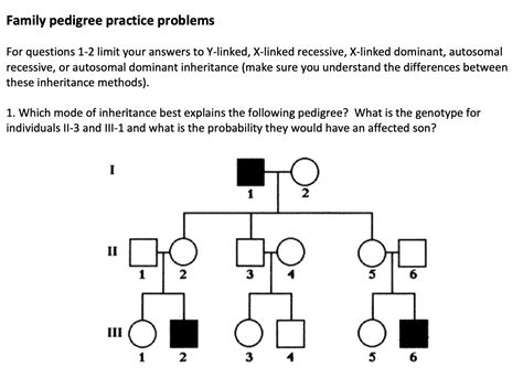 Solved Family pedigree practice problems For questions 1-2 | Chegg.com