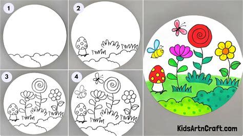 Learn to draw Flower Garden drawing for kids - Kids Art & Craft