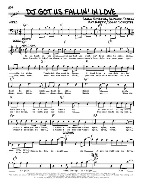 DJ Got Us Fallin' In Love by Usher featuring Pitbull Sheet Music for ...