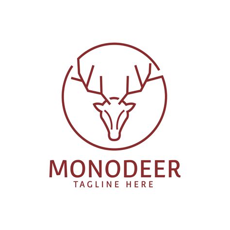 red deer template logo design with horn in mono line 6687383 Vector Art ...