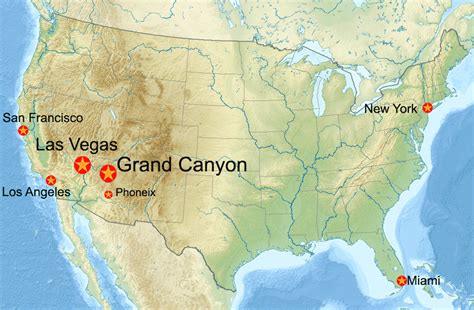 USA map with Grand Canyon