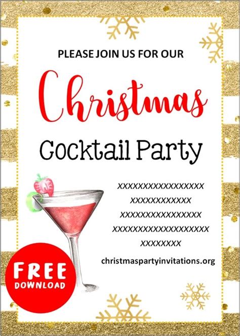 Free Printable Christmas Cocktail Party Invitations Templates 🍹