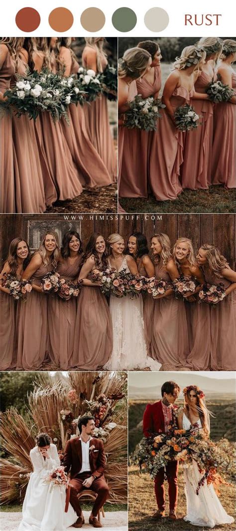 20 Rustic Bohemian Rust Wedding Color Ideas for 2021 | Fall bridesmaid ...