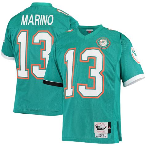 Men's Mitchell & Ness Dan Marino Aqua Miami Dolphins 1990 Authentic ...