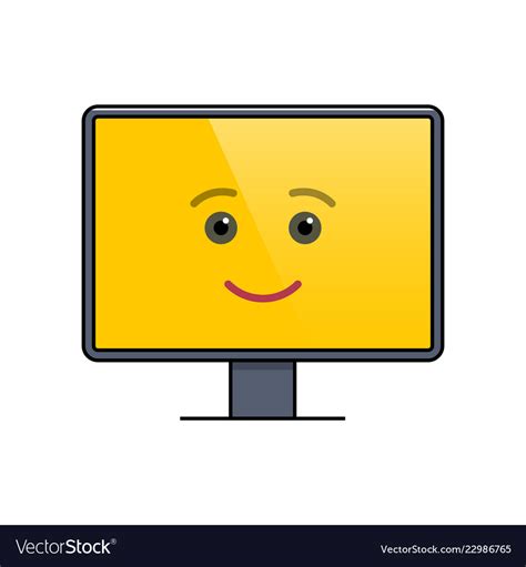 Funny face on computer screen emoticon Royalty Free Vector