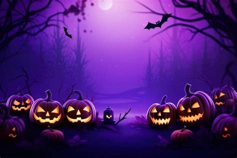 Premium Photo | Halloween purple background with essential characters ...