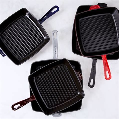 Staub Cast Iron Square Grill Pan for Indoor or Outdoor in 2 Sizes & 5 ...