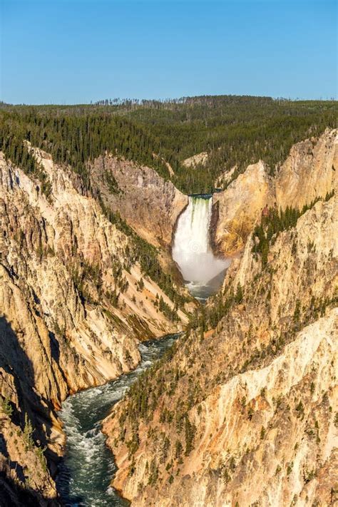 Lower Falls Waterfall in Grand Canyon of Yellowstone Stock Photo ...