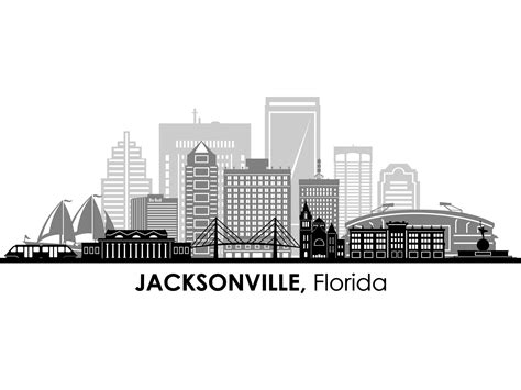 JACKSONVILLE Florida USA SKYLINE City Outline Silhouette - Etsy UK