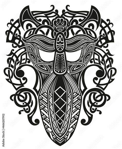 The design Norse, Viking art, Viking symbols, Viking tattoo. Stock ...