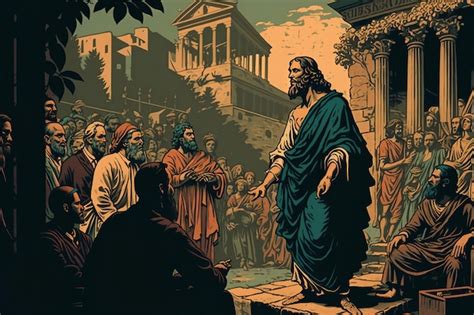 Premium Photo | He trial of Socrates in the agora as depicted by Plato