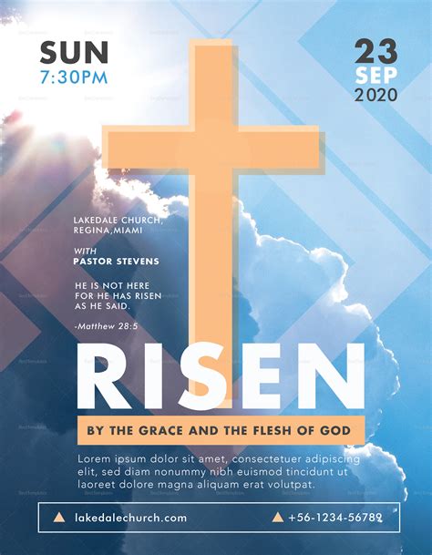 Risen Church Flyer Design Template in PSD, Word, Publisher, Illustrator ...