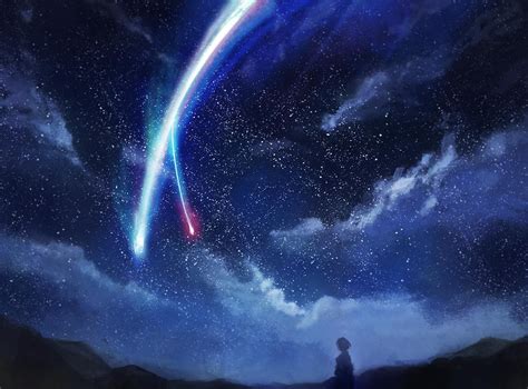 Comet in the night sky [Kimi no Na wa.] | Your name anime, Kimi no na ...