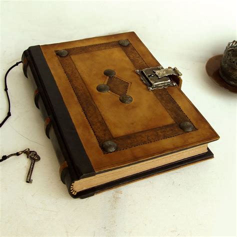 Leather Journal with Lock and Key Brown-Yellow by TeoStudio