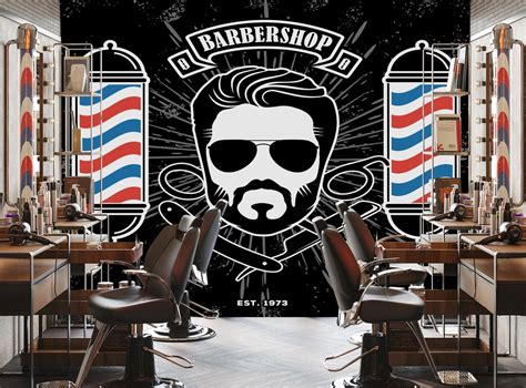 Barber Wallpaper Barber Shop Wall Mural Peel and Stick - Etsy Denmark