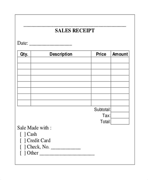 12 free official receipt templates blank printable - free 15 blank ...