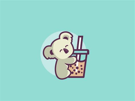 Cute Koala With Boba Milk | Tea logo, Bubble tea shop, Tea design